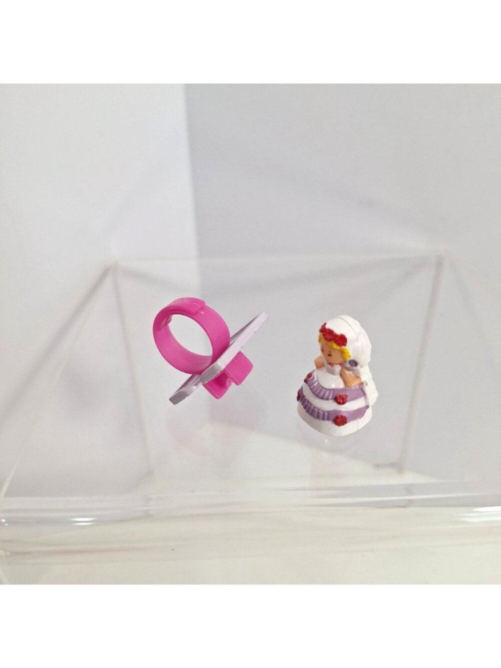 Polly Pocket Plays A Bride Ring Figurine Pink Purple White 1990s 6173 Vintage - Picture 9 of 13
